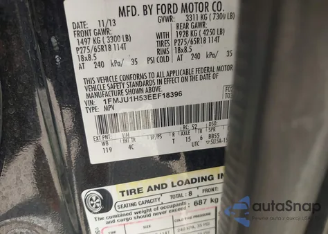 2014 Ford Expedition Xlt from USA, damaged, VIN 1FMJU1H53EEF18396